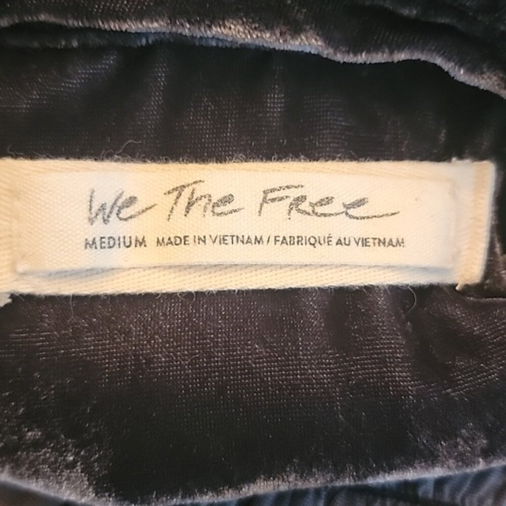 WE THE FREE Sorrento Gray Black Velvet Maxi Tunic Button Up Oversized Shirt M - Picture 7 of 9